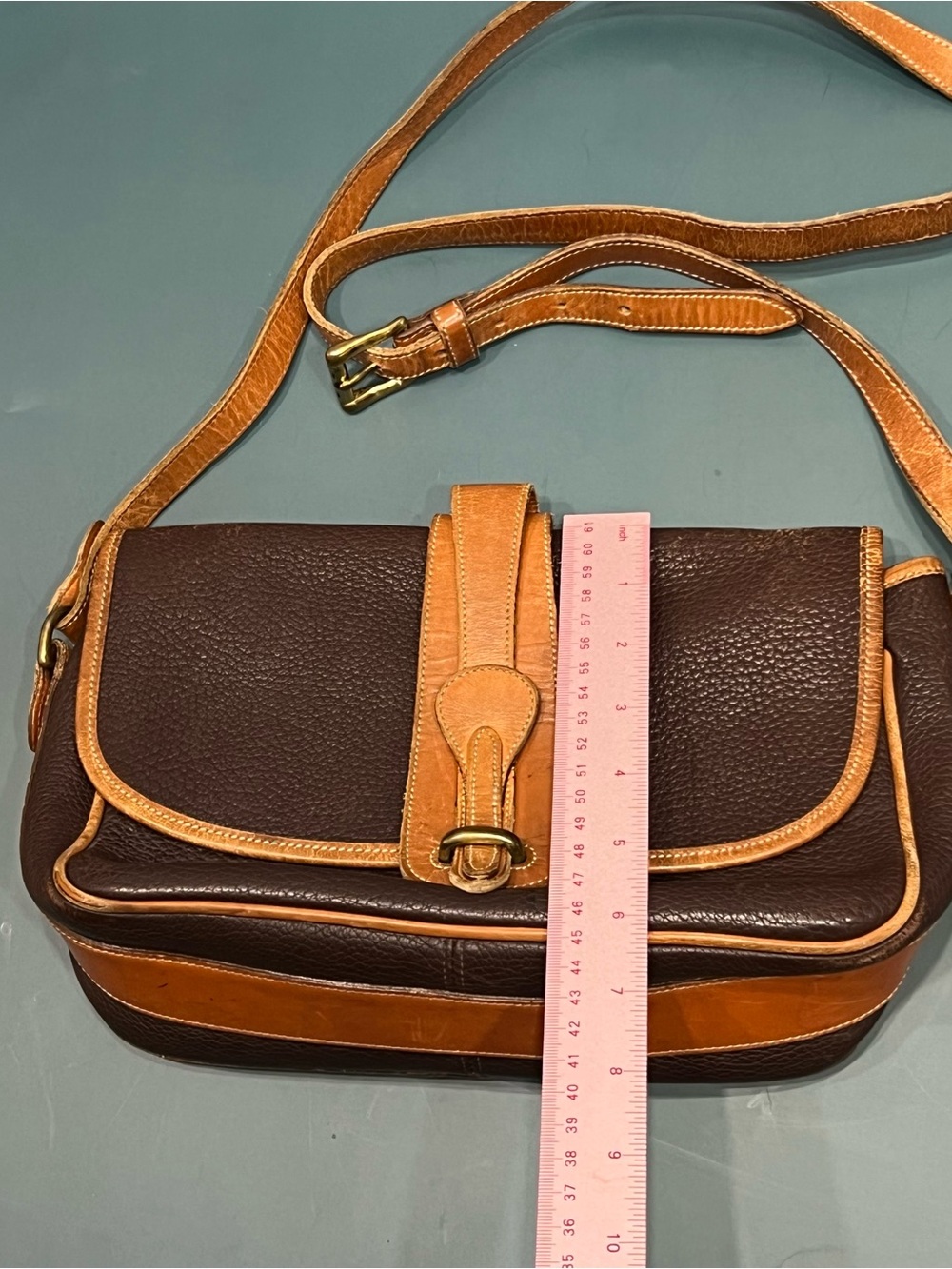 Vintage Dooney & Bourke Pebbled Leather Equestrian Crossbody Purse Duck 90s/80s - Picture 10 of 11